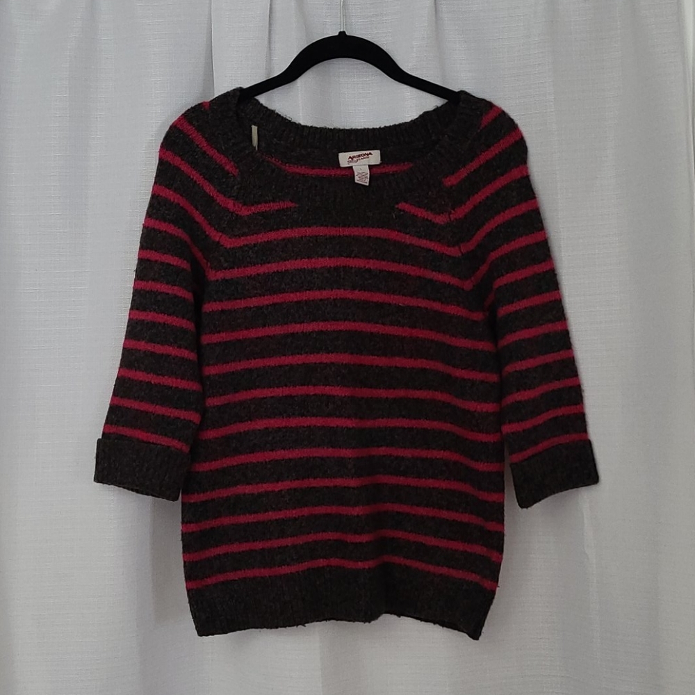 Super soft 3/4 sleeve striped sweater